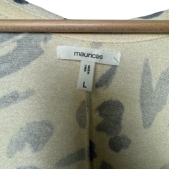 Maurices Large Animal Print Stripe Open Front Cardigan Cream Blue - Picture 4 of 4